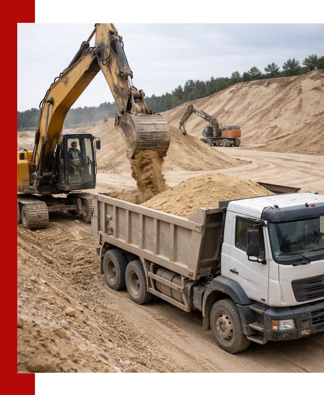 Доставка карьерного песка с самосвалами и разгрузкой в Усть-Илимске