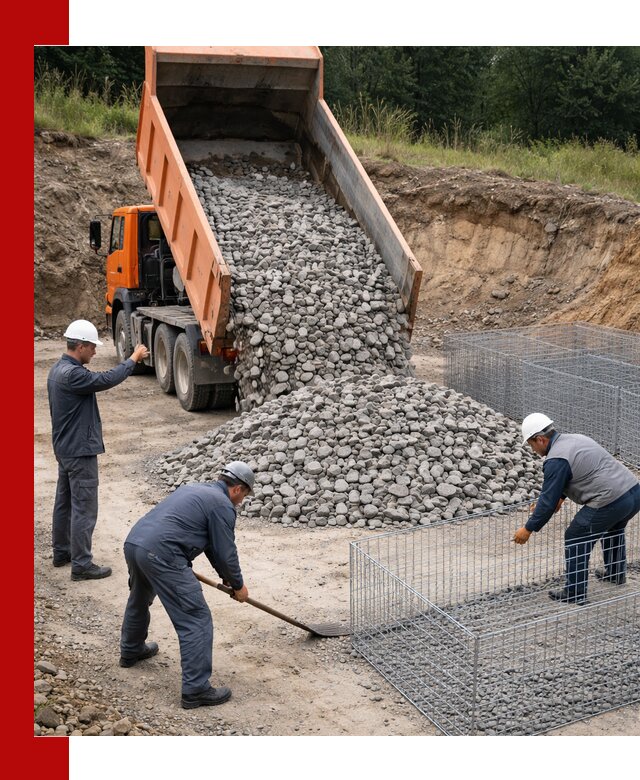 Камень для габионов с доставкой в Усть-Илимске быстро и надёжно