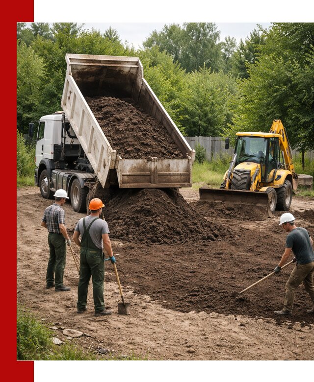 Доставка и укладка грунта для выравнивания участка в Усть-Илимске