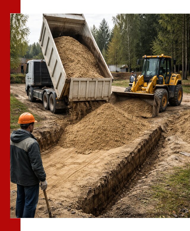 Доставка песчаного грунта в Усть-Илимске для строительных работ