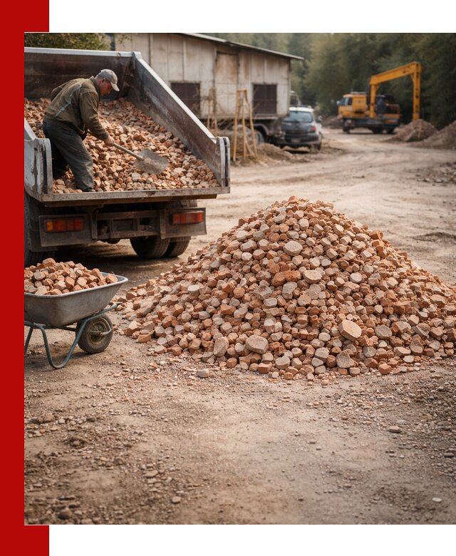 Доставка и подушка из боя кирпича с разгрузкой в Усть-Илимске