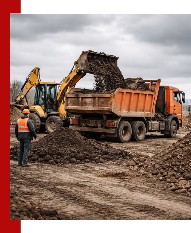 Вывоз грунта и строительного мусора в Усть-Илимске грузовыми самосвалами