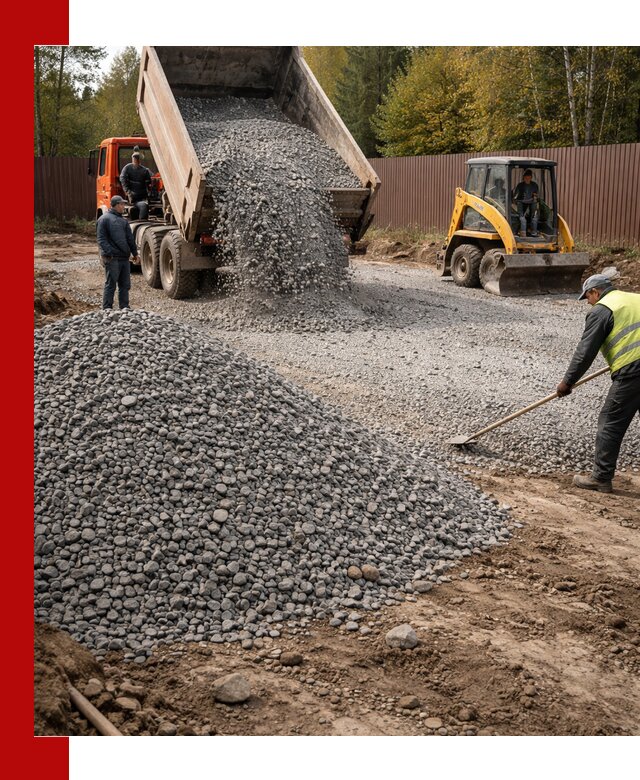 Отсыпка участка щебнем с доставкой и уплотнением в Усть-Илимске